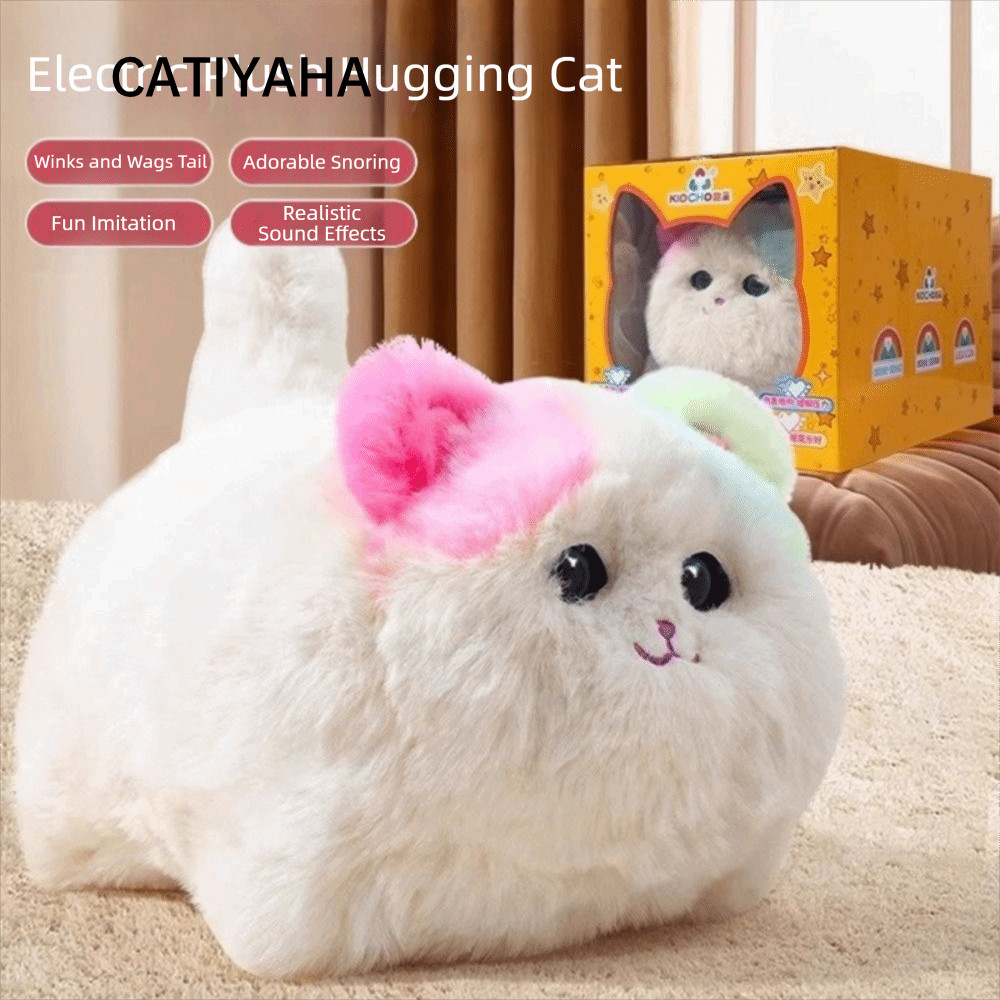 CATIYAHA Interactive Huggy Cat, ตุ๊กตาไฟฟ้าเหมือนจริง, พูดคุณสมบัติฟังก์ชั่นแบบโต้ตอบจําลองการออกแบบ