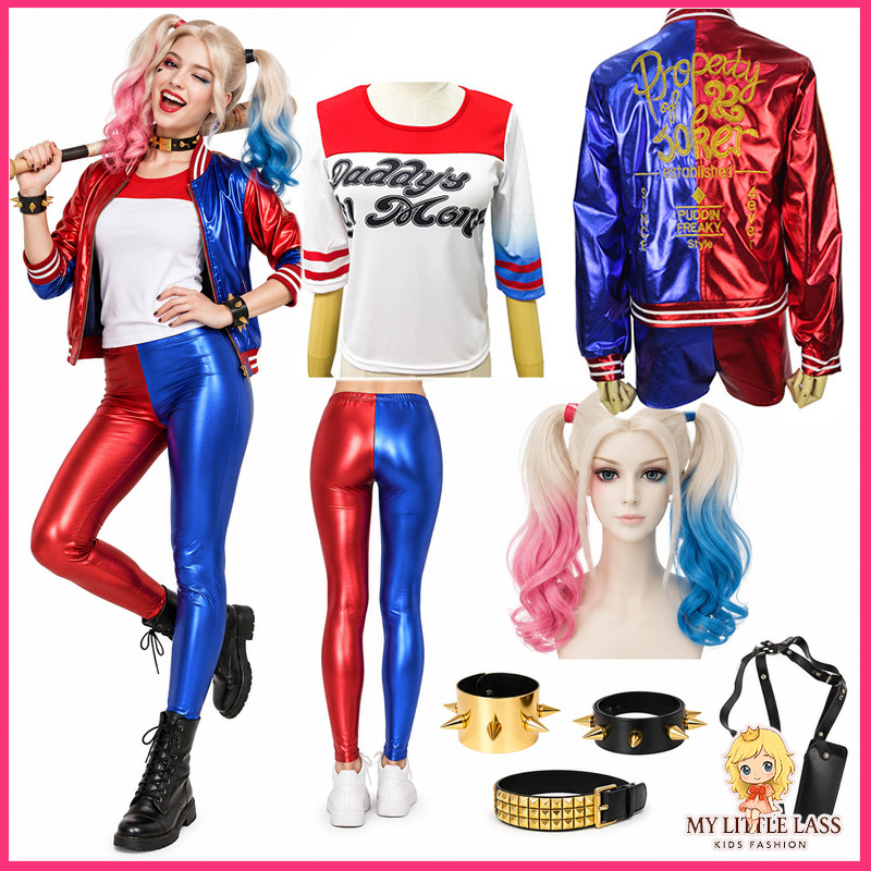 MYLITTLELASS Kossum Harley Quinn ผู้หญิงผู้ใหญ่ผู้ใหญ่ชุดแฟนซีฮาโลวีน Suicide Squad