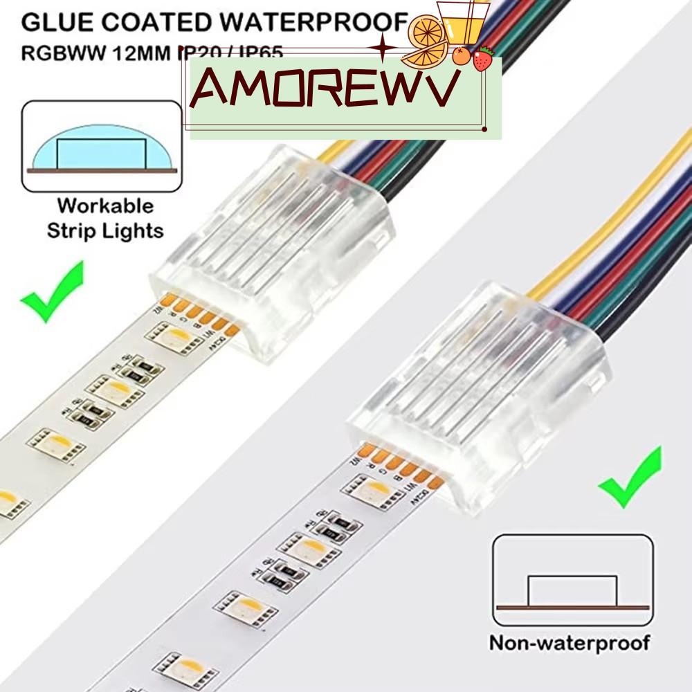 AMOR12WV LED Strip Connector, 10 มม.2Pin 3Pin 4Pin 5Pin หัวเข็มขัดคริสตัลสําหรับ Light Strip Head,โป