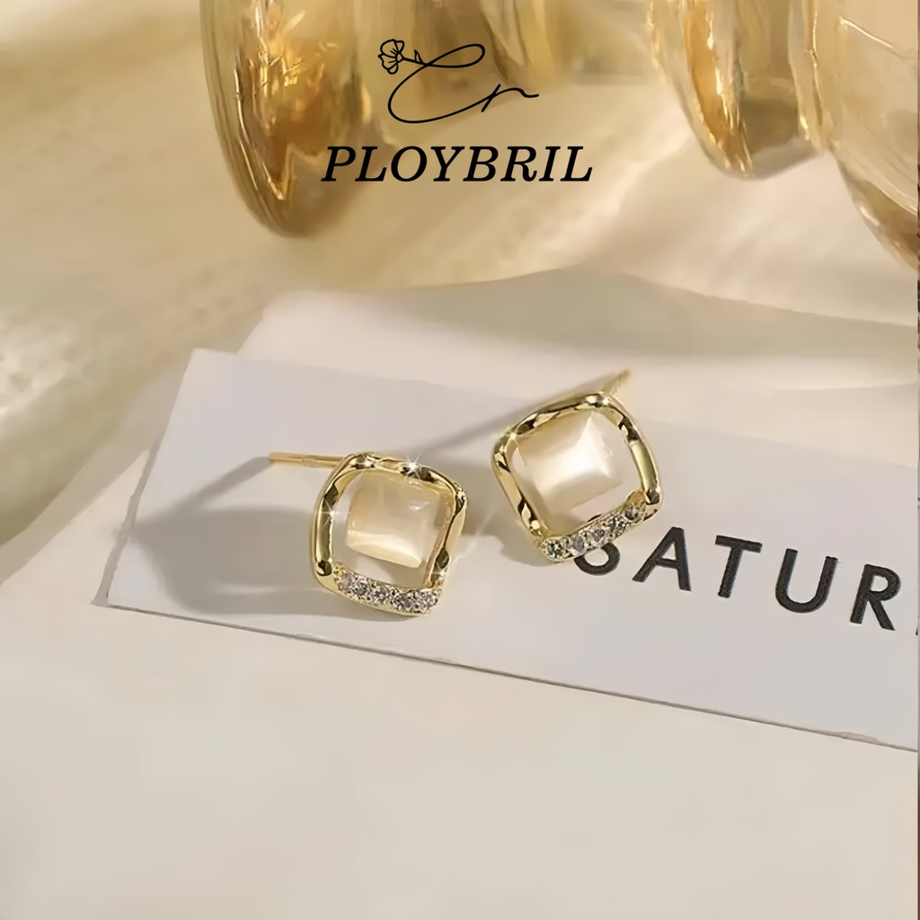 PLOYBRIL ต่างหูสี่เหลี่ยม สำหรับผู้หญิง เรียบงำย ทันสมัย E119