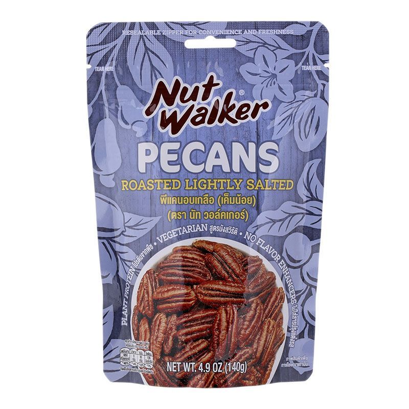 นัทวอล์คเกอร์พีแคนอบเกลือเค็มน้อย 140กรัม Nut Walker Roasted Lightly Salted Pecans 140g.