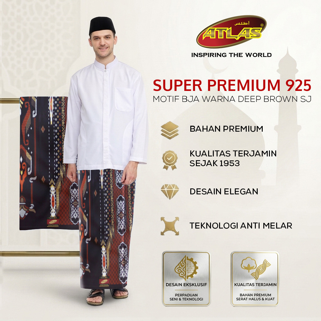 ATLAS Super Premium 925 A9 BJA SJ ผ้าซิ่นสีน้ําตาลเข้ม