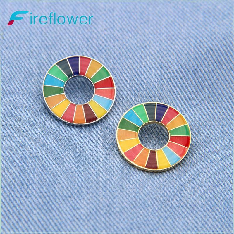 Fireflower Enamal 17 สี Sustainable Development Goals เข็มกลัด United Nations SDGs Pin Nice