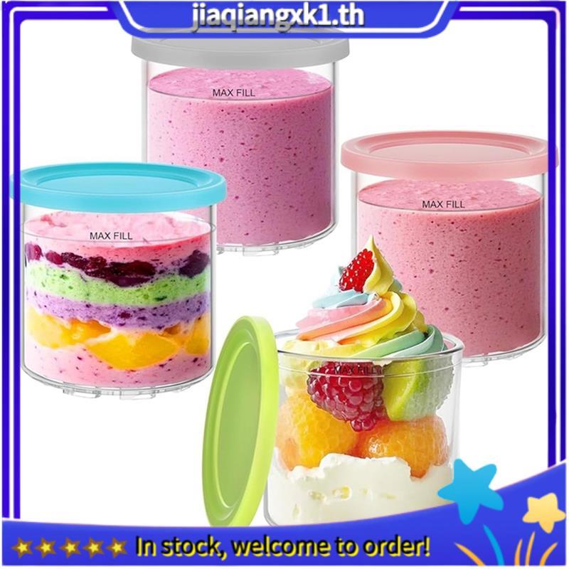 [jiaqiangxk1.th] 4 แพ็คภาชนะ Creami Pint และฝาปิดสําหรับ NC299 NC300 Series Creami Maker อุปกรณ์เสริ