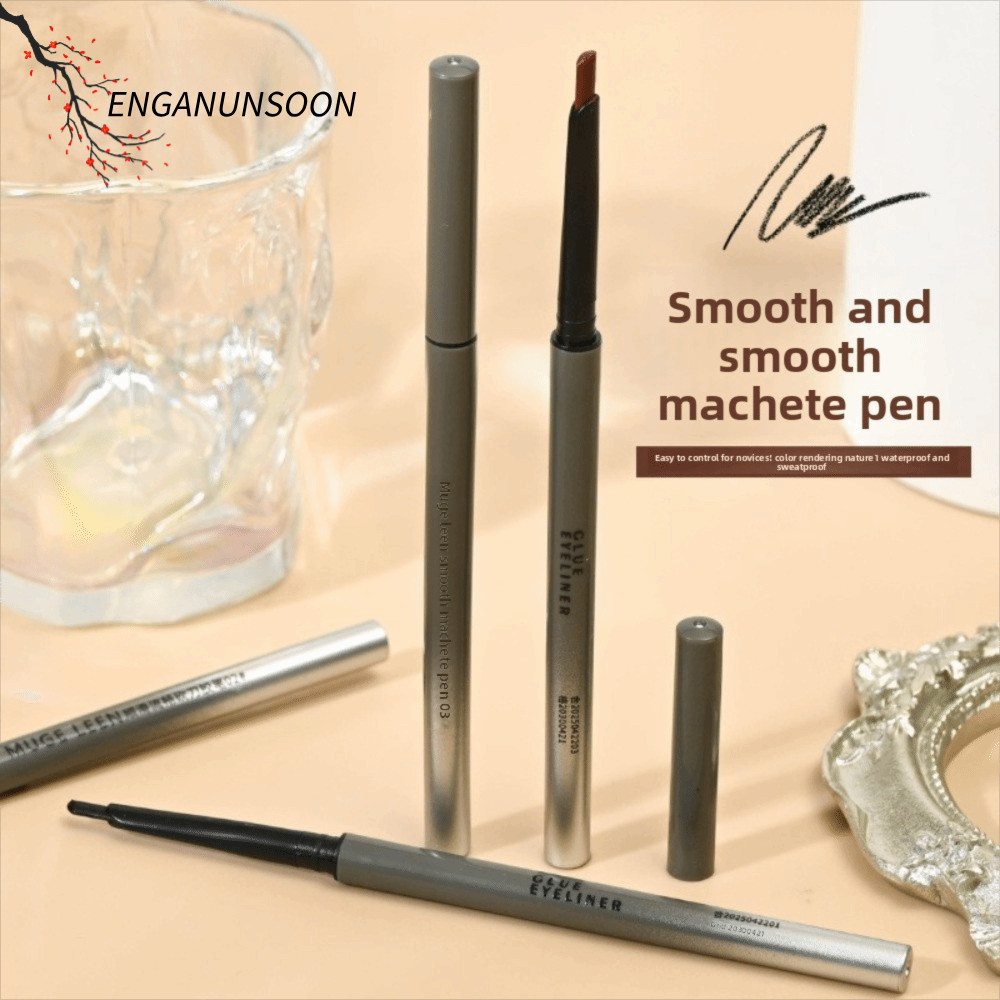 ENGANUNSOON Oblique Eyeliner Gel Pen, Anti-Smudge Smooth Waterproof Eyeliner, Flat Head Eye Liner Pe