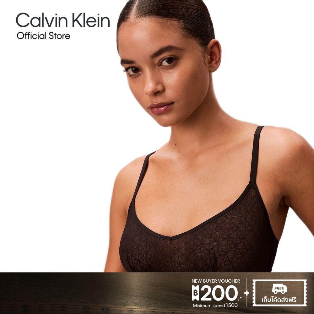 CALVIN KLEIN เสื้อชั้นในผู้หญิงตะของหลัง Microfiber Lace Bralette รุ่น QF8605AD UB1-สีดำ