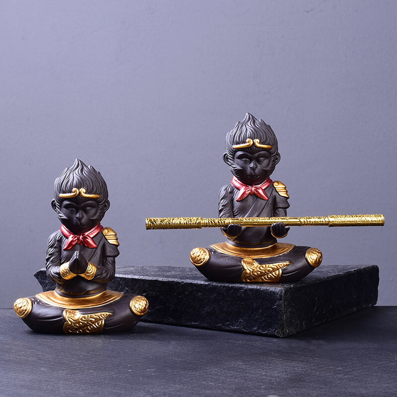 Monkey King Wukong ชาดินสีม่วงสัตว์เลี้ยง Kung Fu พิธีชงชา Zen ลิง Nurturing ชาเล่นรถ Cerac Ornament