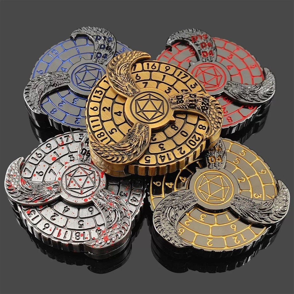 7 in 1 Fidget Spinner Turntable Dice Polyhedron Metal Dice COC Running Group