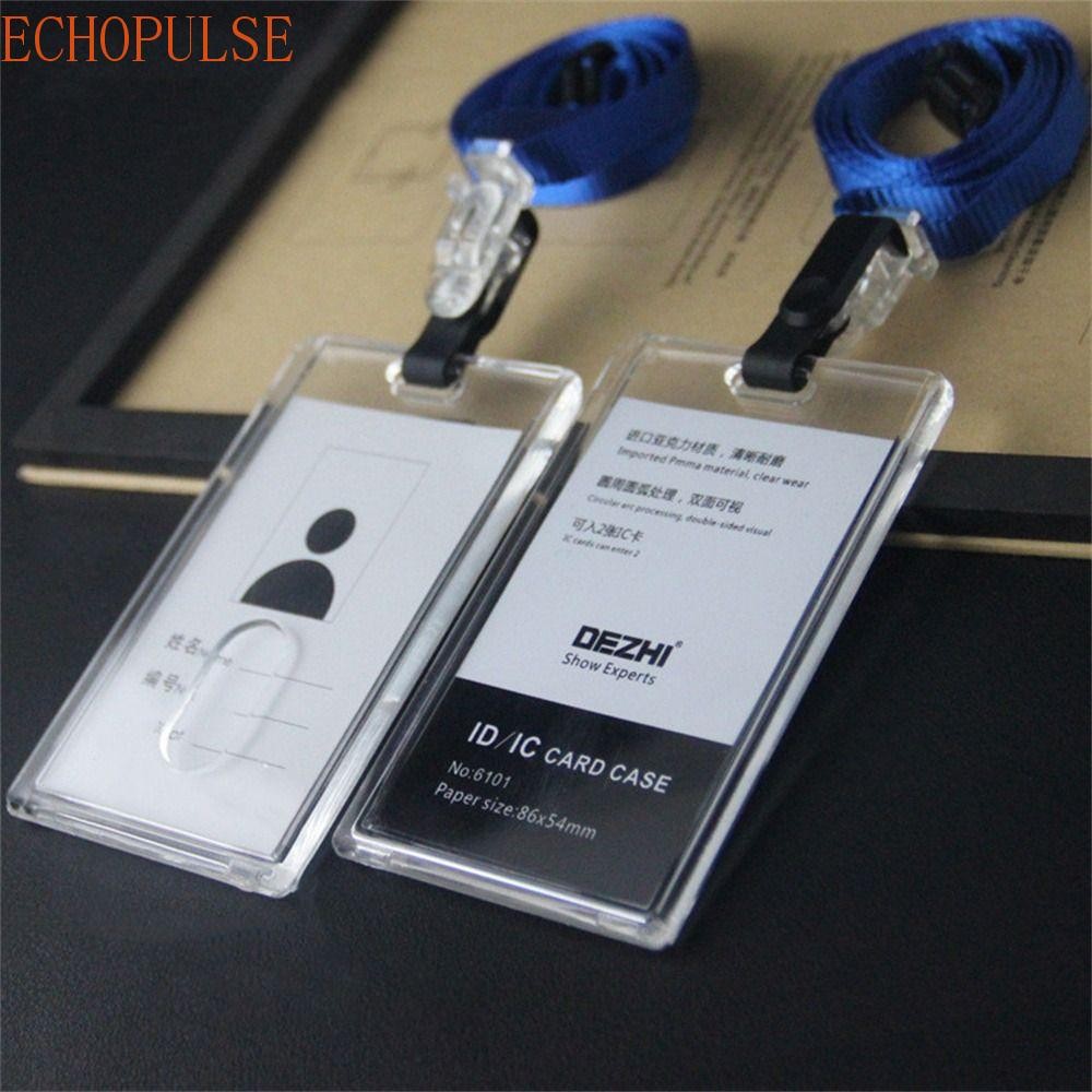 ECHOPULSE ที่ใส่บัตรประชาชน/บัตรพนักงาน พร้อมเชือกเส้นเล็ก สายคล้องคอ สําหรับพนักงานธุรกิจธนาคาร