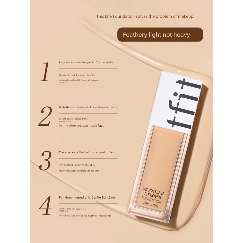 ครีมรองพื้น foundation Tfit Long Lasting bb Cream Dry Oily Skin Mens Liquid Foundation