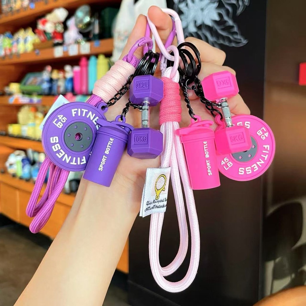 【Ready Stock】 Removable Dumbbell Keychain Fitness Series Silicone Dumbbell Cup Key Pendants Creative