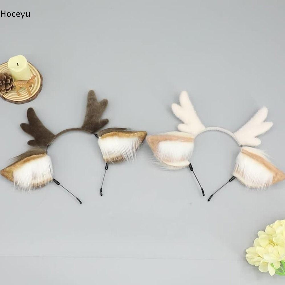 HOCEYU Reindeer Antler Headband,น่ารักปาร์ตี้Headpiece Head Hoop,Unisex Plush Deer Earsตกแต่งเทศกาลค