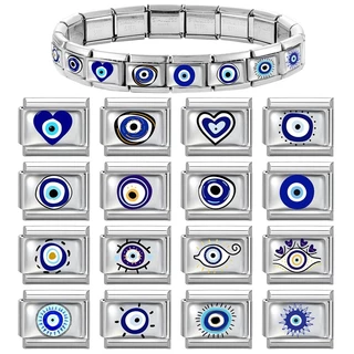 สร้อยข้อมือ UV Eye Blue Italian Charm สแตนเลส Fit 9 มม. เพิ่มความสวยงามและบุคลิกภาพ