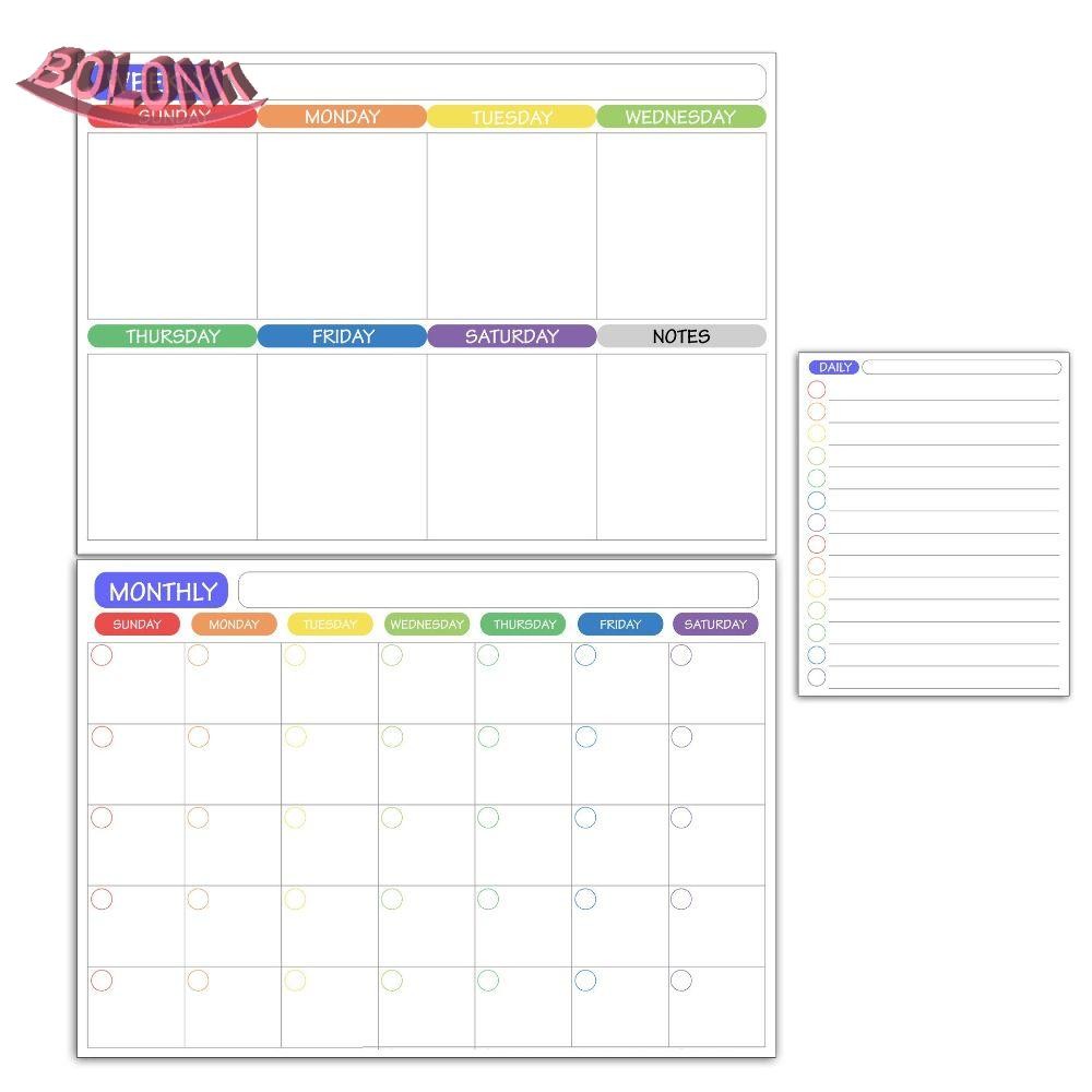 BO Memo กระดานข้อความ A3 To Do List ไวท์บอร์ด Magnetic Home Office Kitchen Elastic Month Planner