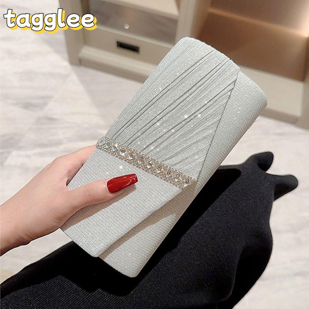 TAGGLEE Clutch Bag สปองเกล สายโซ่ระยิบระยับ เหมาะสำหรับงานเลี้ยงและโอกาสพิเศษ