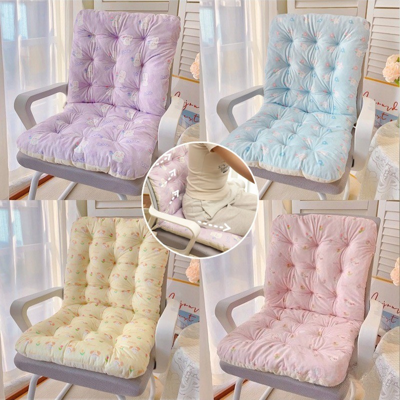COD เบาะรองนั่งแบบยาว เบาะรองเก้าอี้ มีพนักพิง สไตล์น่ารัก นุ่มสบาย 40*80*8cm เบาะรองนั่ง เบาะรองเก้าอี้