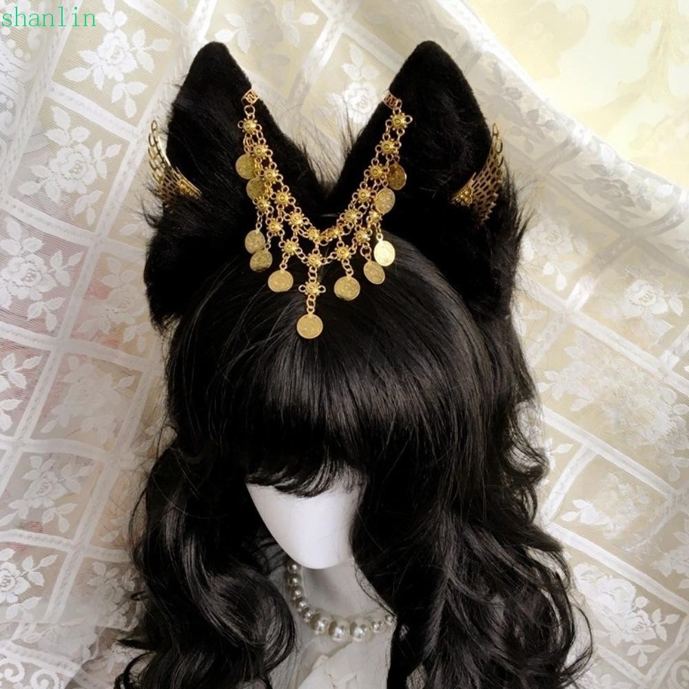 SHANLIN Anubis Cosplay แถบคาดศีรษะ แบบเก๊ Gold Wings สไตล์อียิปต์โกธิก สำหรับจัดแต่งทรงผม