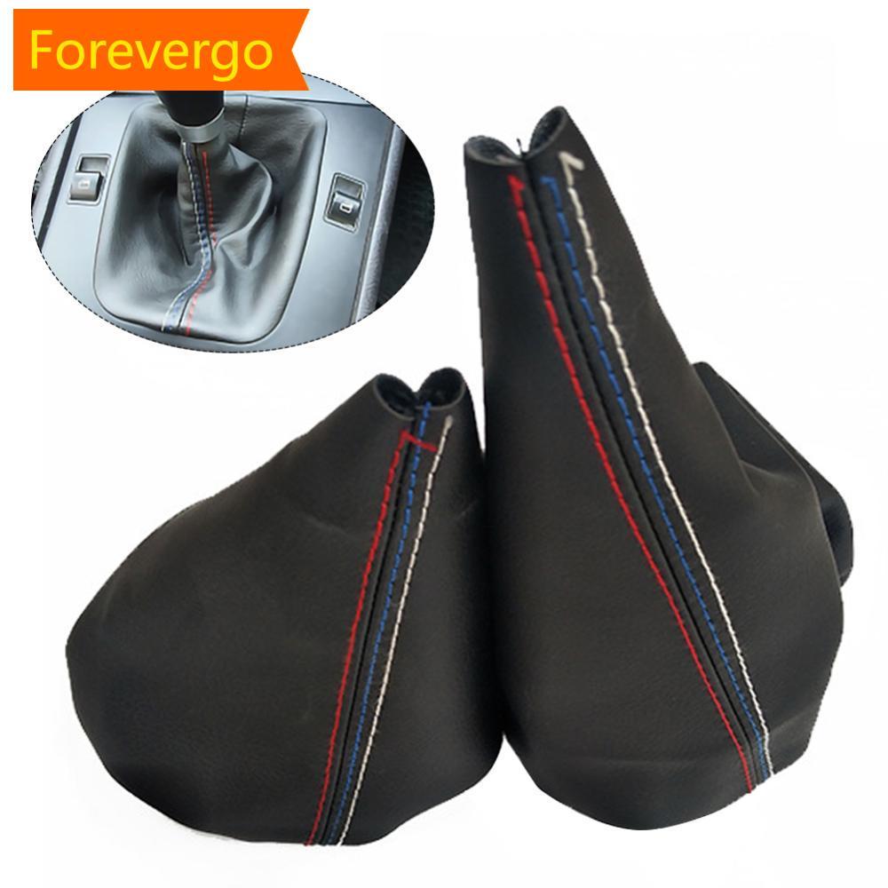 Forevergo 2 ชิ้น/เซ็ตเกียร์รถเกียร์ Shift COLLAR คู่มือ Handbrake Gaiter Boot หนังสําหรับ BMW 3 Seri