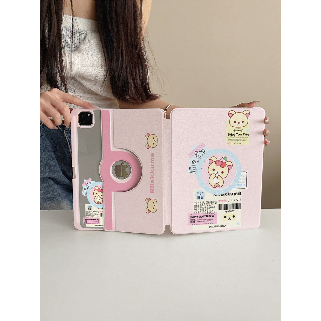 ยี่ห้อใหม่น่ารักสีชมพูRilakkuma Apple iPad 10th Generationพับป้องกันกรณี,เหมาะสําหรับiPhone air6 แท็
