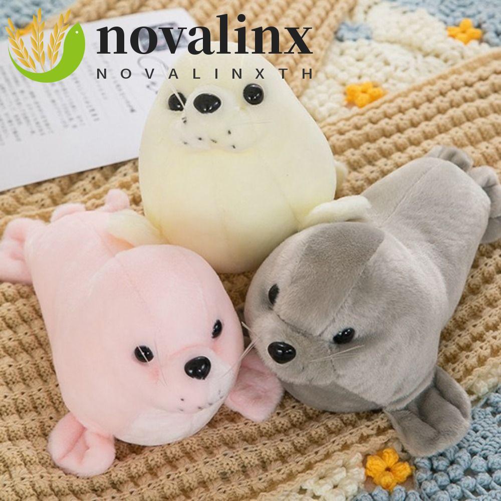 NOVALINX Seal ตุ๊กตาตุ๊กตา, สัตว์หมอน Fluffy Seal Plush ตุ๊กตาของเล่น,แฟชั่นน่ารัก Comfy Soft Sea Li