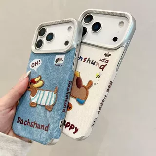 เคสกันกระแทก ลายคาวบอยปักสุนัข พร้อมสายคล้องมือ สำหรับ iPhone 17​promax 16 15Plus 14 13 12