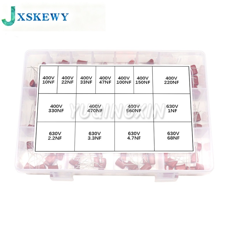 150 ชิ้น CBB Polypropylene ฟิล์มตัวเก็บประจุชุด 10NF - 68NF 400V 630V Capacitance Assortment ชุด 22N
