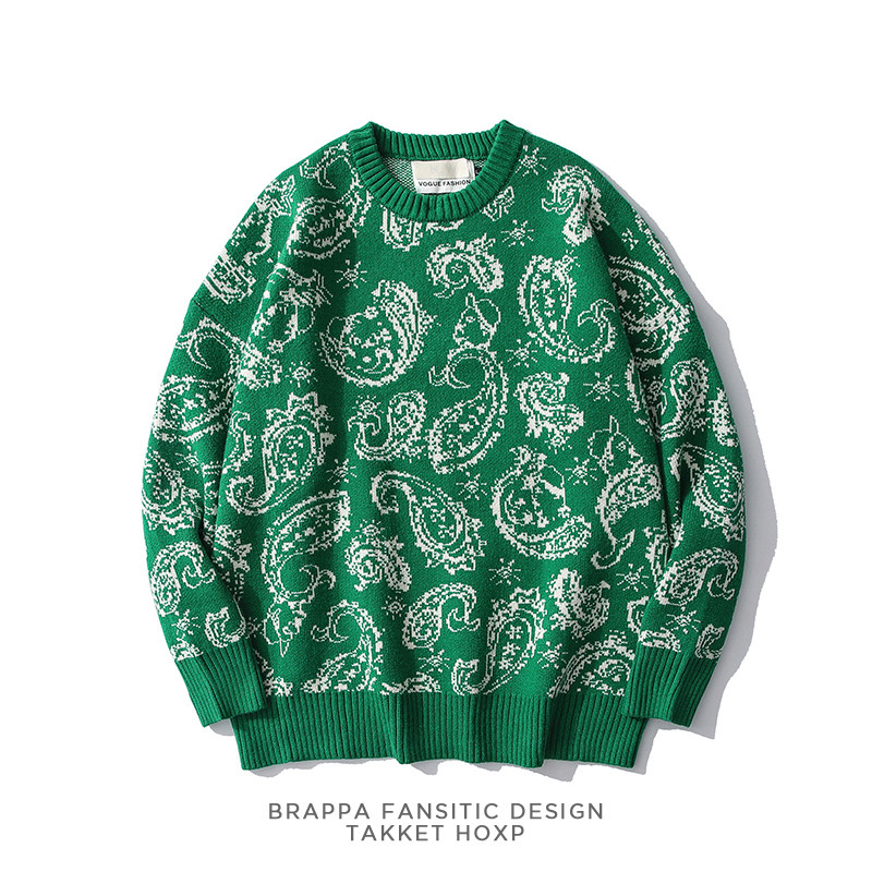 เสื้อกันหนาวคู่รัก Chao Fried Cashew Full Print Pullover Sweater เกาหลีหลวมและขี้เกียจ Bf สไตล์
