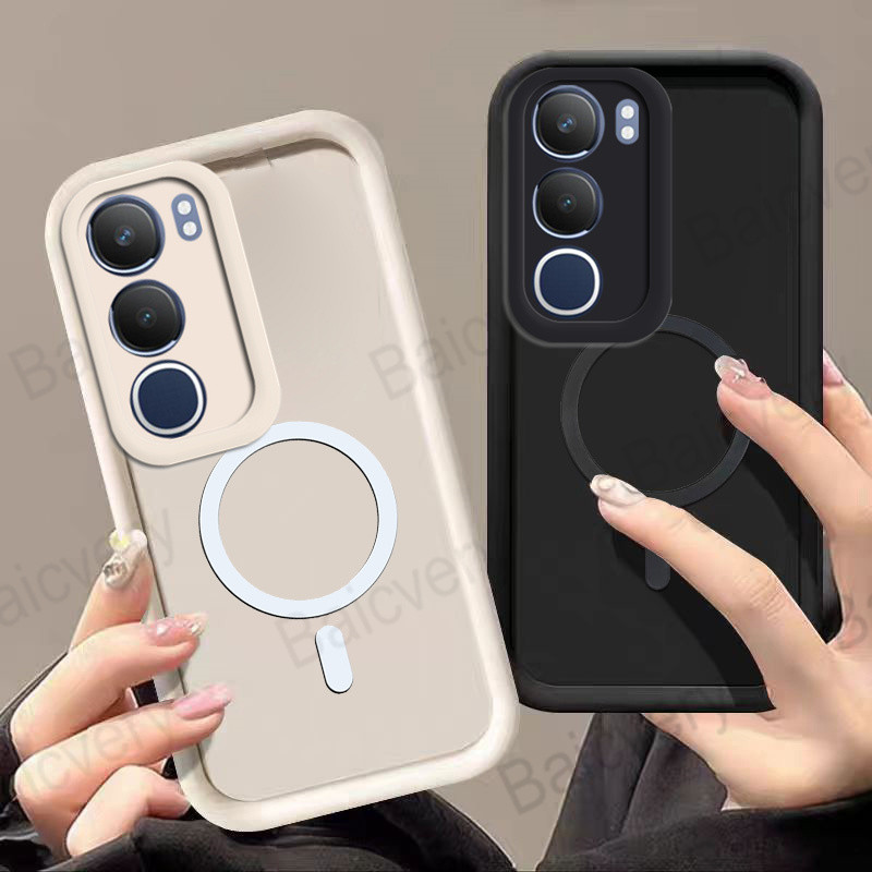 ปลอกสําหรับ VIVO Y31 5G 2025 V2521 Y21D 4G ป้องกันชายแดน TPU ปกสีสันสดใสพร้อมสติกเกอร์แม่เหล็ก