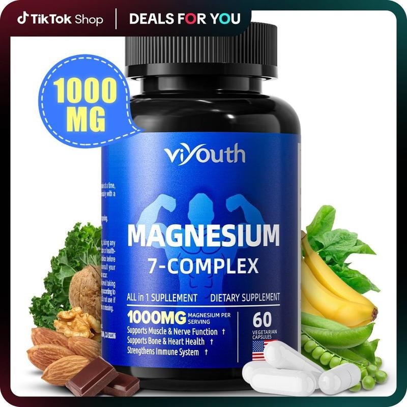 Viyouth 1000mg การดูดซับสูง 10-in-1 Magnesium Mix - 7 Elemental Magnesium Complex สําหรับกล้ามเนื้อป