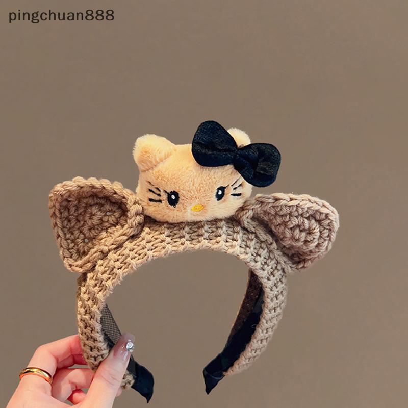 Pingchuan888 หูหมีน้อยน่ารัก s หญิงหวาน Hairbands ล้างหน้าขนสัตว์ Handmade เครื่องประดับผม Bu Strand
