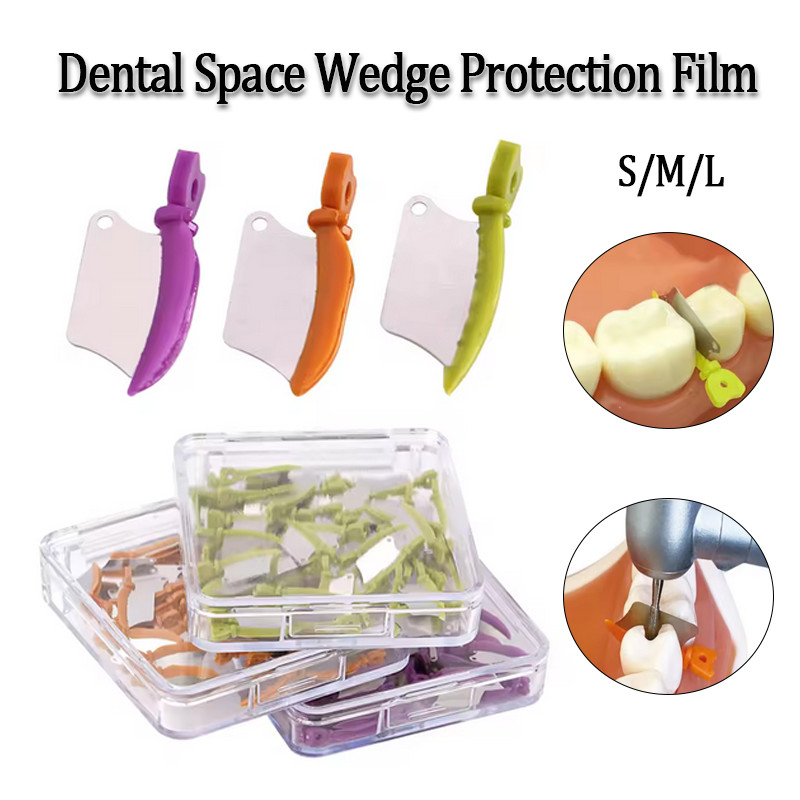50PCS Dental Space Wedge Adjacent ฟันป้องกันฟิล์ม Gingiva Wedge ใบมีดสําหรับฟื้นฟูฟัน