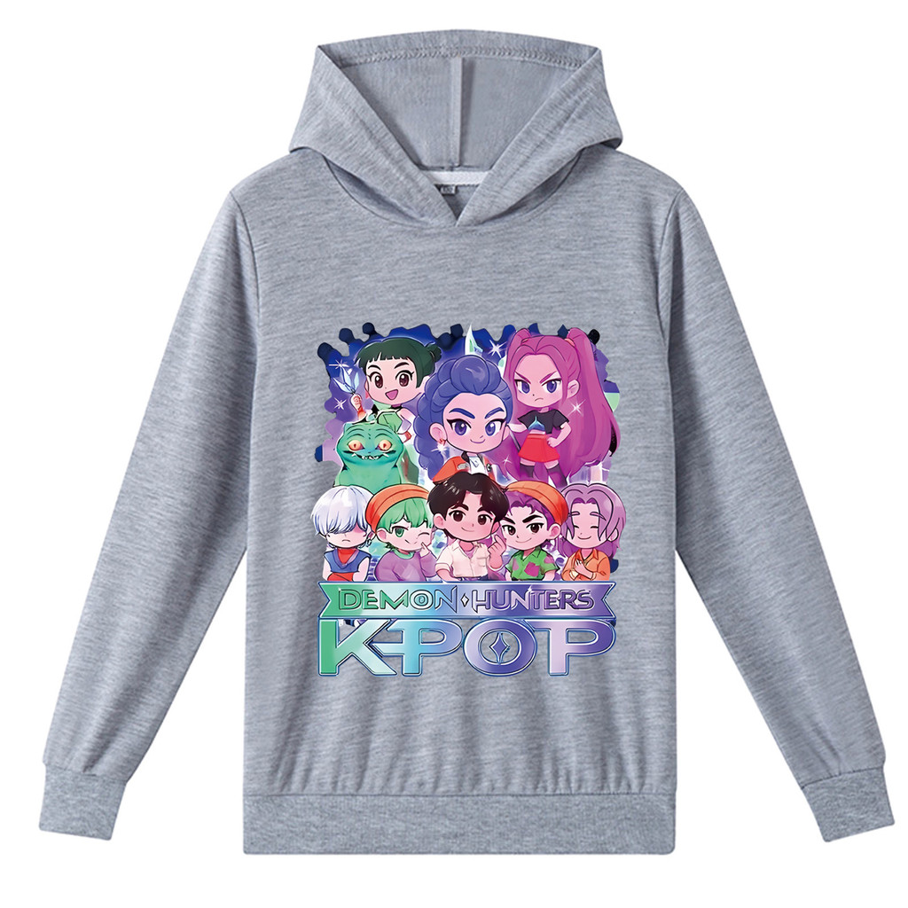 Kpop Demon Hunters 2D พิมพ์ Hoodie กันหนาวสบายๆ เหมาะสำหรับเด็กชายและเด็กหญิง