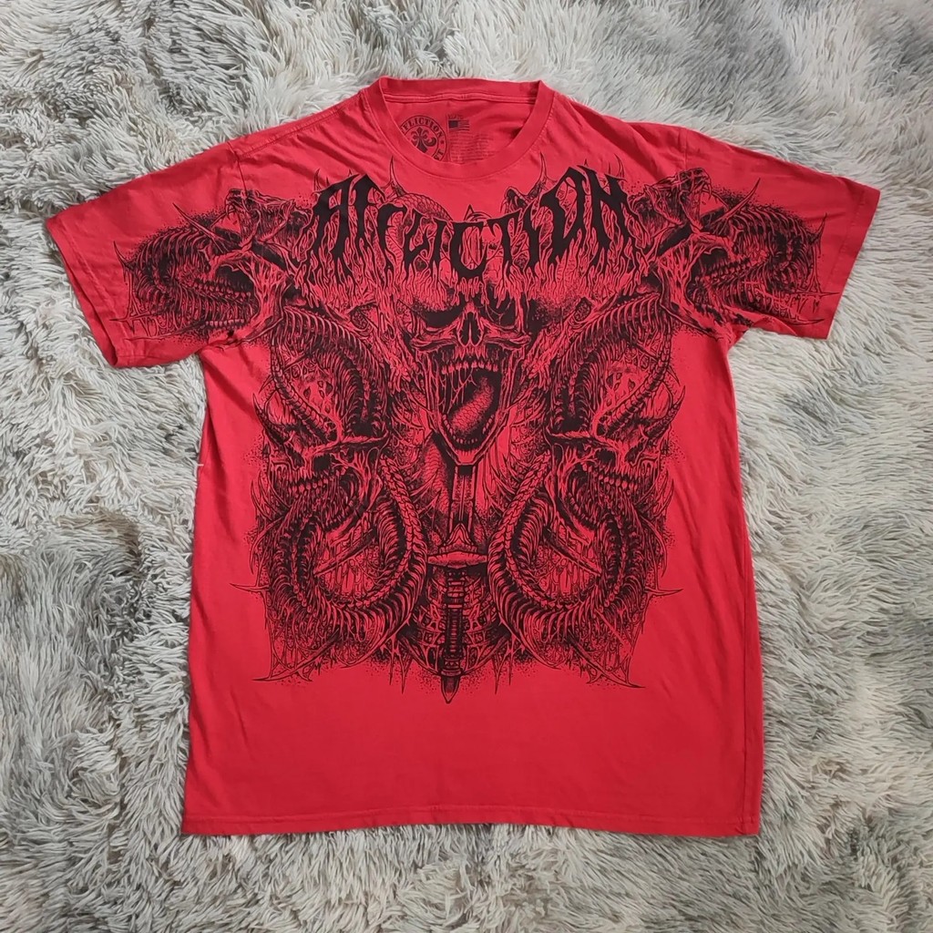 Affliction เสื้อยืดกรุ๊งกรังยุคปี 2000 กราฟิกปีก ผ้าฝ้ายบริสุทธิ์ สไตล์ STREETWEAR UNISEX Y2K