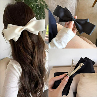 โบว์กิ๊บสไตล์เรียบง่าย ทำจากซาติน สำหรับจัดผมในฤดูใบไม้ผลิ