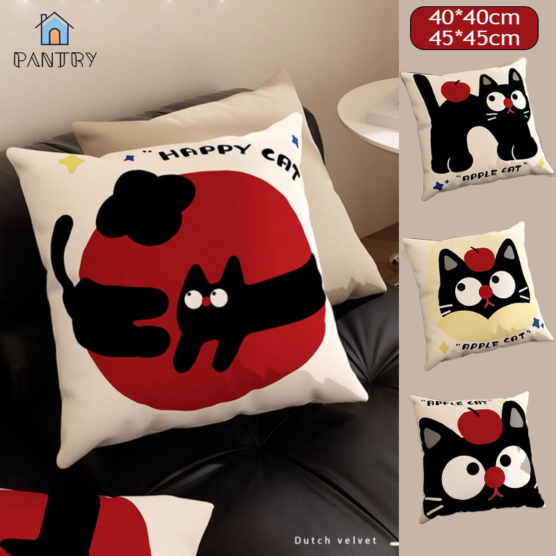 หมอนอิง แกนหมอน ขนาด 40*40cm/45*45cm นุ่มและหนามาก ลวดลายการ์ตูน แมวดำ หมอนโซฟา สําหรับตกแต่งโซฟา