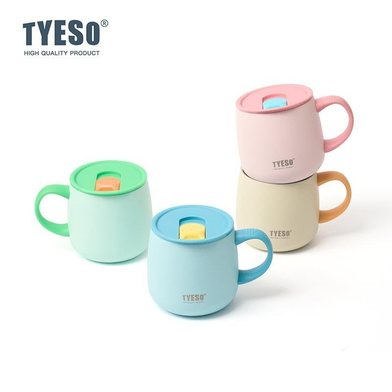 TYESO Ceramic Cup แก้วเก็บความเย็น-ร้อน เคลือบเซรามิก ขนาด 355ml. /12 oz มีหูจับ มีฝาปิด