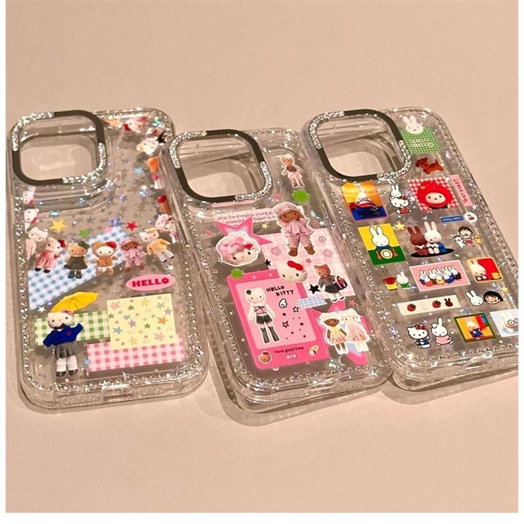 แฟลชเพชรเลเซอร์ KT Cat Miffy กระต่าย Maruko สําหรับกรณี iphone 17promax 17pro 17 16promax 16pro 15promax 15pro 15 14promax 14pro 14 13promax 13pro 12pro 12promax 12 11promax 11
