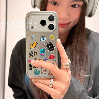 Huiwanju การ์ตูนสัตว์เล็กสติกเกอร์สําหรับ iPhone17promax โทรศัพท์มือถือกรณี ip16pro ใหม่ 15 หญิง 14pro creative 15pro anti-drop โทรศัพท์มือถือกรณี