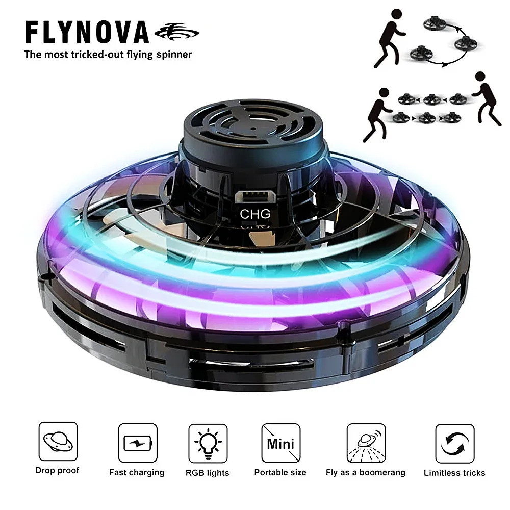 Flynova Ufo Drone Fidget Flying Spinner ของเล่น Mini Flyorb Fly Nova Spinner เด็กผู้ใหญ่ของขวัญ