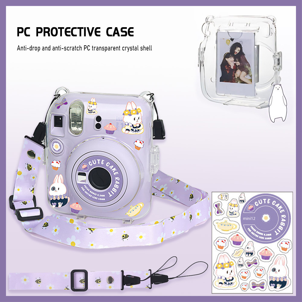 เคสใส For instax mini12 mini11 แถมสายคล้อง case For instax mini 12 mini 11