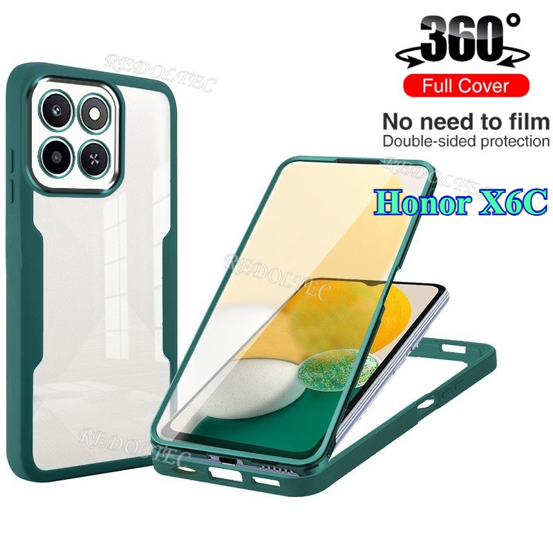 360 คลุมทั้งหมดกรณี Honor X6C กันกระแทกอะคริลิคใสด้านหน้าด้านหลังสองด้านป้องกัน Hard เคสโทรศัพท์ HonorX6C