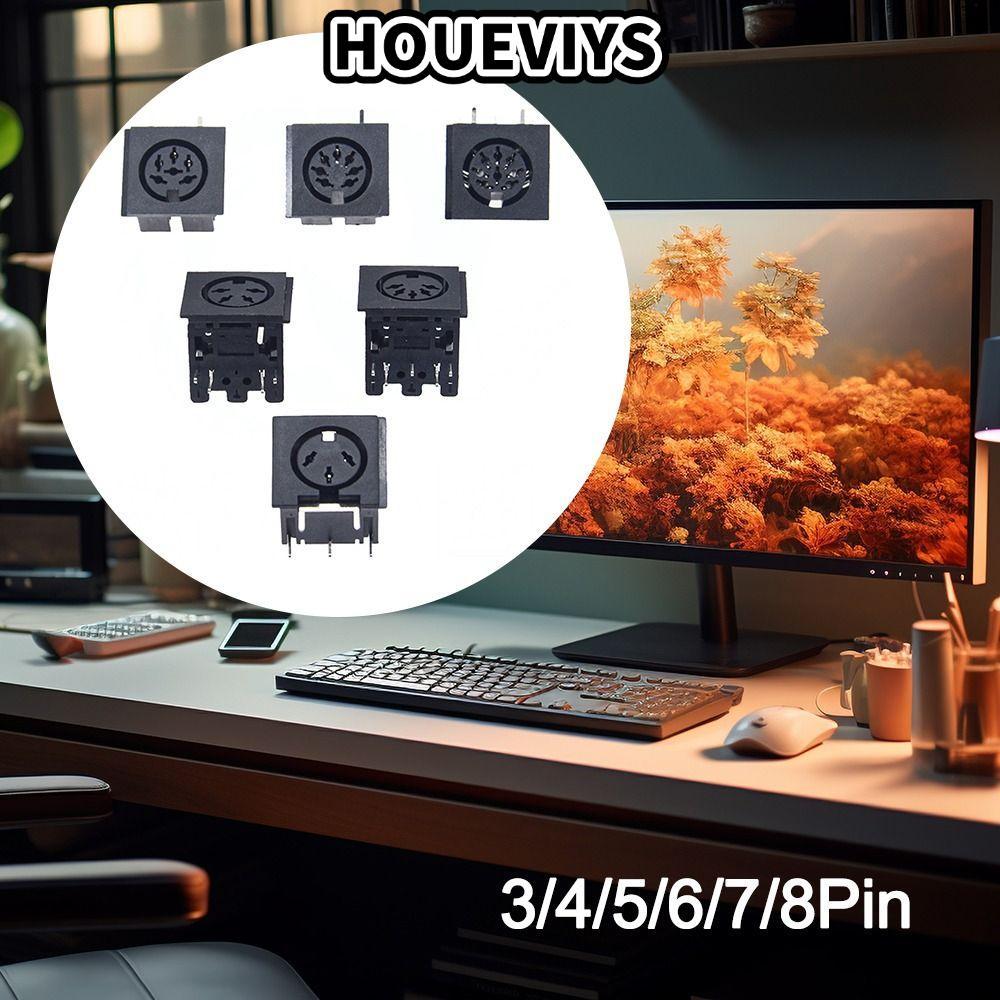 HUEVIS DIN Mini Jack, 3 4 5 6 7 8 Pin 4 P/5 P/6 P/7 P/8 P PCB แผง Mount DIN ซ็อกเก็ตหญิง, S Terminal