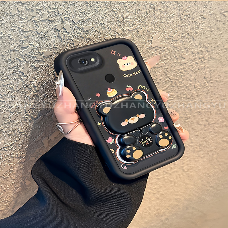 กันกระแทกเหมาะสําหรับ TECNO POP 2F B1F POP 2 เคสโทรศัพท์ใหม่น่ารักหมีกระจกขาตั้ง lprotective พร้อมคว