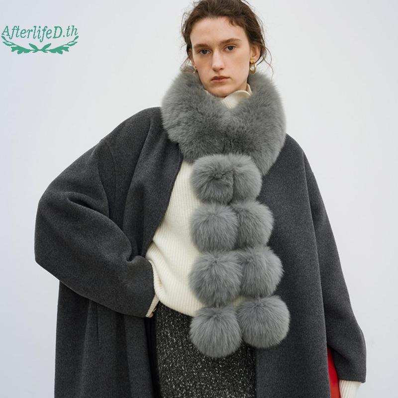 AF ยาว Faux Fox ผ้าพันคอผู้หญิงฤดูหนาว Warm Soft Furry ผ้าพันคอ Casual Lady กลางแจ้งคออุ่นคอ A