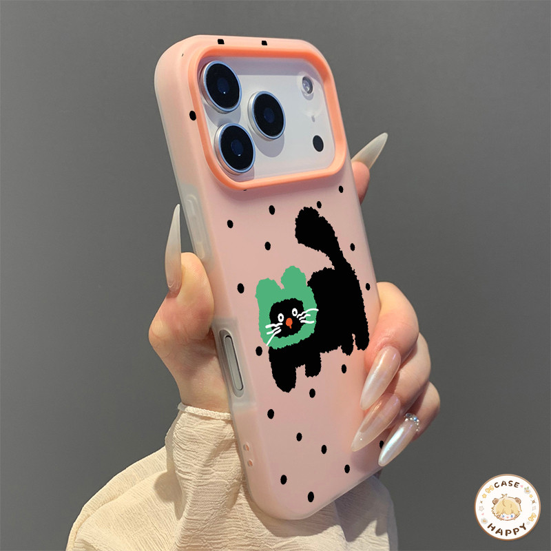 เคสไอโฟน 15 สำหรับ IPhone 14 12 13 16 11 Pro Max 16 7 15 14 8 Plus XR X Max XS หมวกลายจุดแมวสุดฮา แบบใหม่ 2 in 1