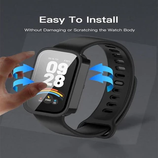 กรณีแก้วนิรภัย for Redmi Band 3 / Mi Band 9 Active PC พลาสติกเต็มจอป้องกันกันชนฝาครอบอุปกรณ์เสริม for Mi Band 9 Active