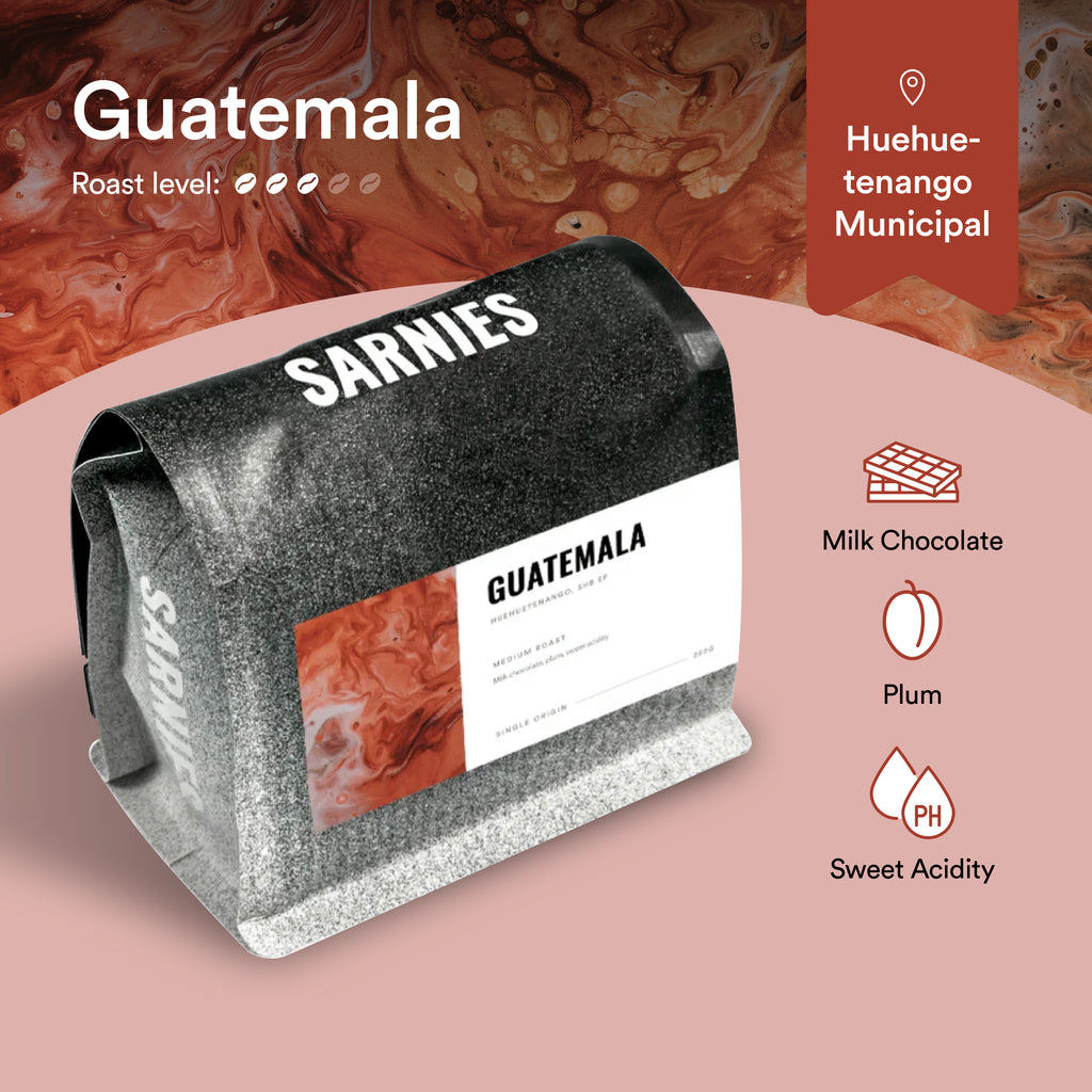 เมล็ดกาแฟ กัวเตมาลา ฮิวฮิวเตนังโก SHB EP  Guatemala, Huehuetenango, SHB EP | Medium Roast | Milk Chocolate, Plum