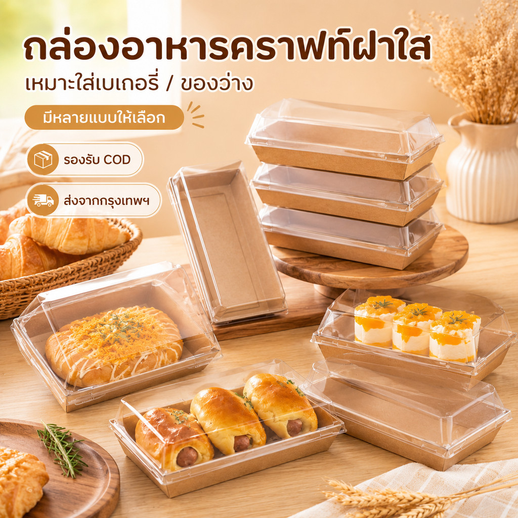 กล่องแซนวิชเค้ก กล่องขนมฝาใส PET 12×11×6.5 ซม. กล่องเบเกอรี่ เคลือบ UV ใส่เค้ก ของหวาน ปาร์ตี้ พร้อมส่ง ราคาส่ง COD