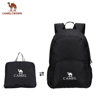 CAMEL CROWN กระเป๋าเป้สะพายหลังกลางแจ้งของผู้หญิง พับได้กันน้ําน้ําหนักเบาและพกพากระเป๋าเป้สะพายหลังขนาดเล็กสําหรับการเดินป่าท่องเที่ยวและการผจญภัยกลางแจ