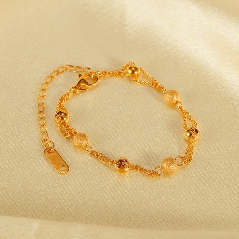 Ins Trend Simple Textured Ball Stack Bracelet Delicate Daily Matching Wrist Jewelry